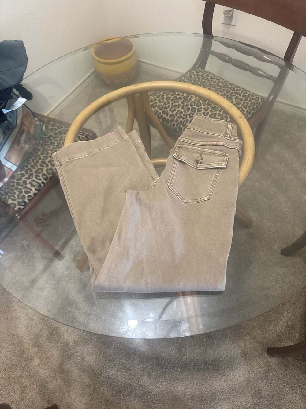 Spanx Stretch Twill Cropped Wide Leg Pants in Khaki